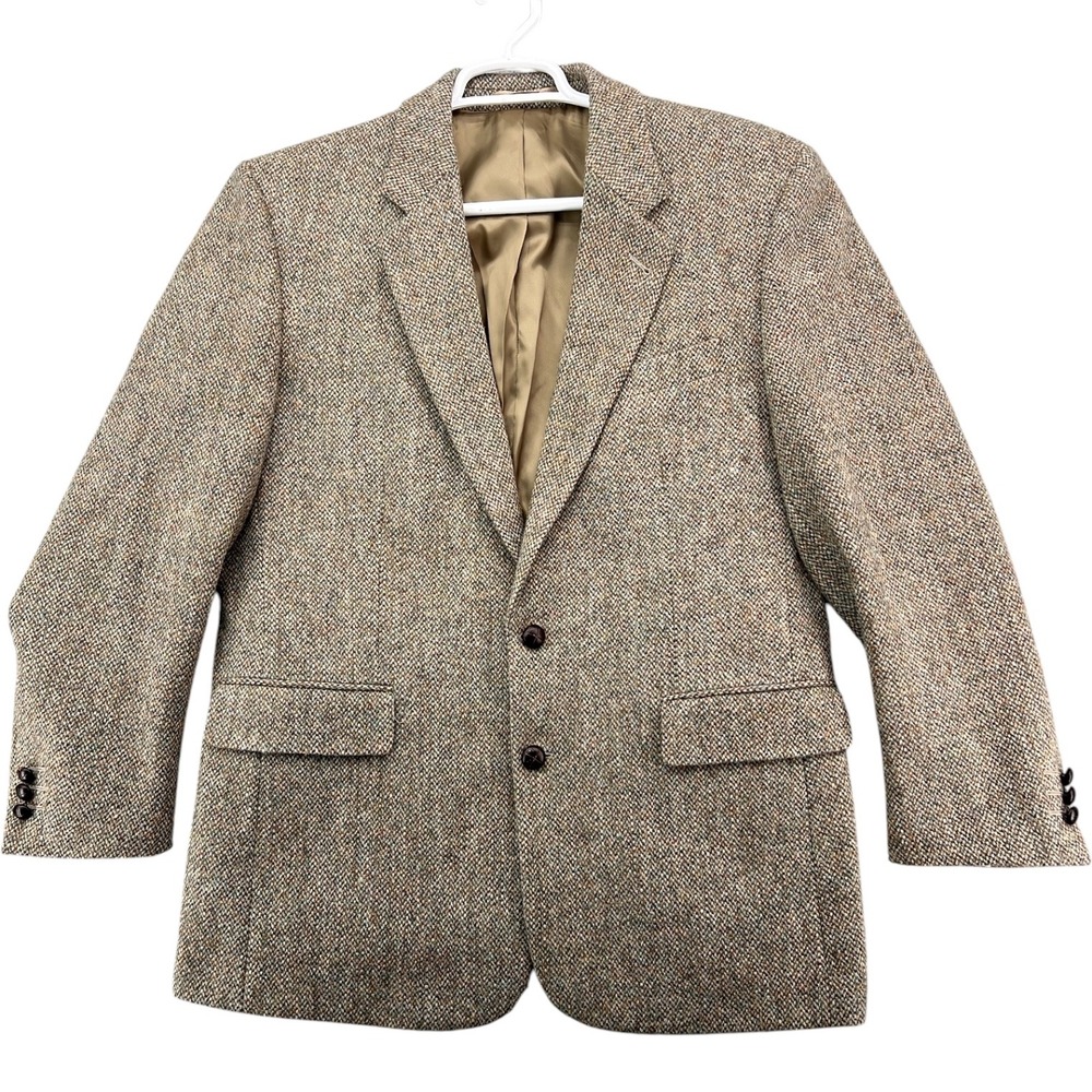 Barva Harris Tweed Blazer Mens 40R Brown Wool Herringbone Sport Coat Jacket